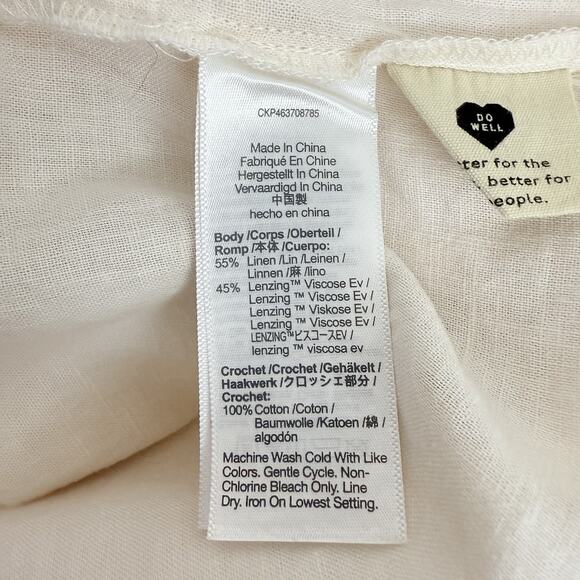 Madewell Peasant Top XS Ivory Linen-Blend Pintuck Boho Bubble Sleeves Babydoll - Picture 11 of 15